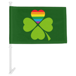 Gay Lucky Clover Car Flag