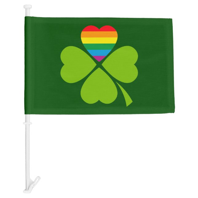 Gay Lucky Clover Car Flag (Front)