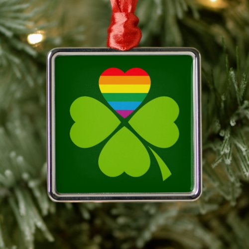 Gay Lucky Clover Metal Ornament