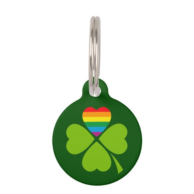 Gay Lucky Clover Pet ID Tag (Front)