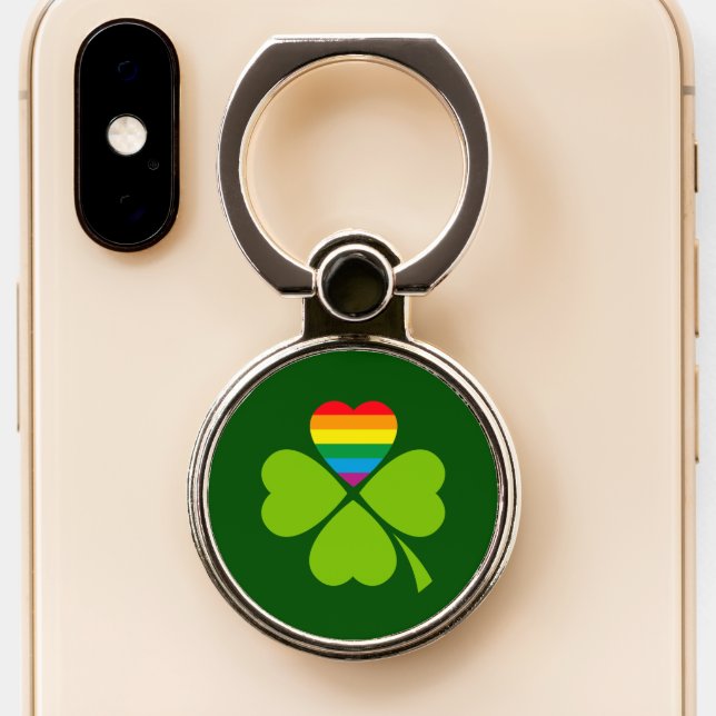 Gay Lucky Clover Phone Ring Stand (Close Up)