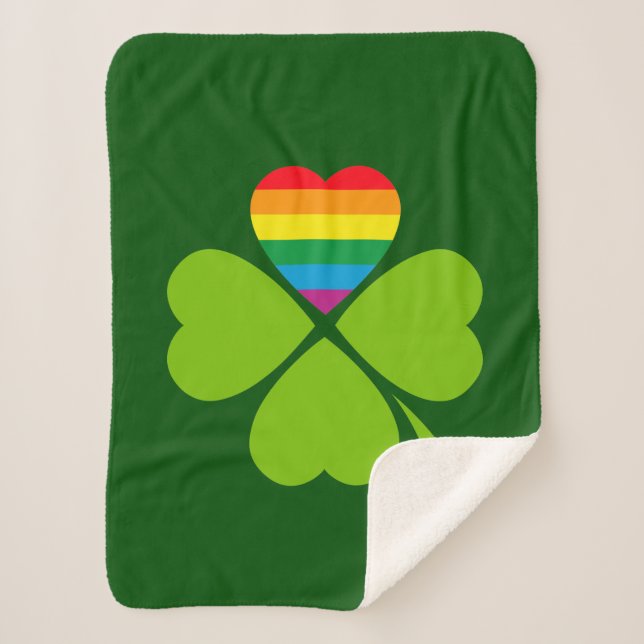 Gay Lucky Clover Sherpa Blanket (Front)