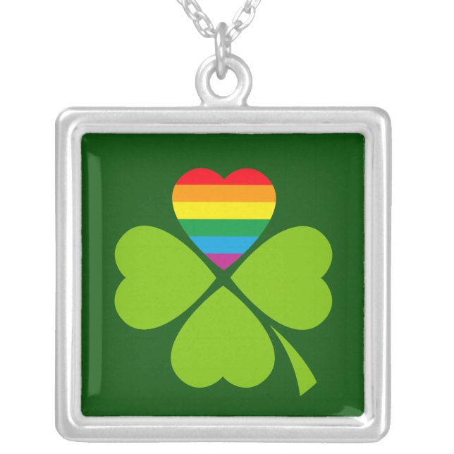 Gay Lucky Clover Silver Plated Necklace (Front)