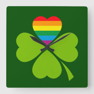 Gay Lucky Clover Square Wall Clock