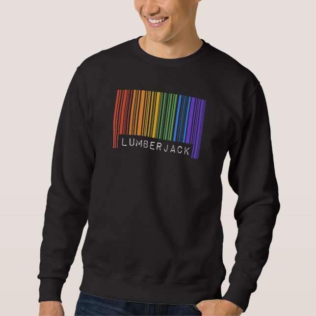 Gay Lumberjack Pride Flag Barcode Queer Rainbow LG Sweatshirt (Front)