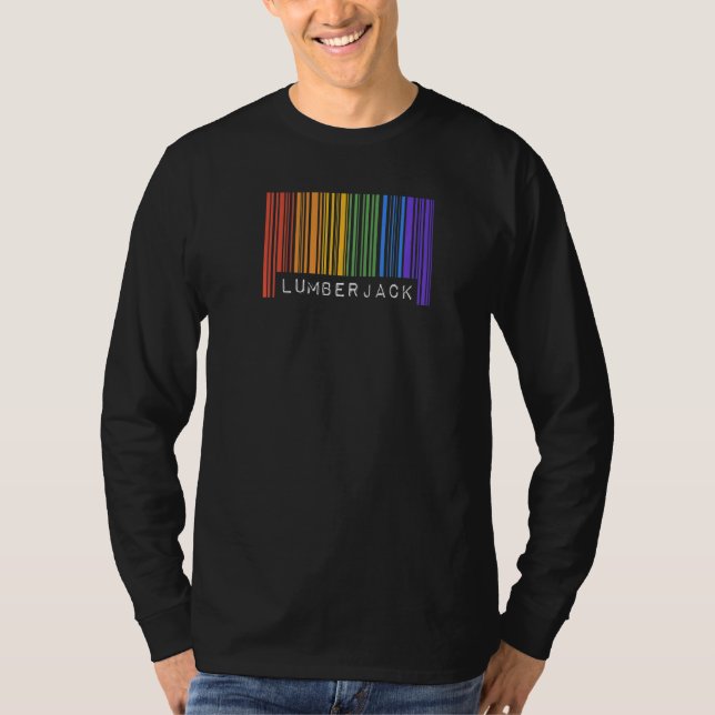 Gay Lumberjack Pride Flag Barcode Queer Rainbow LG T-Shirt (Front)
