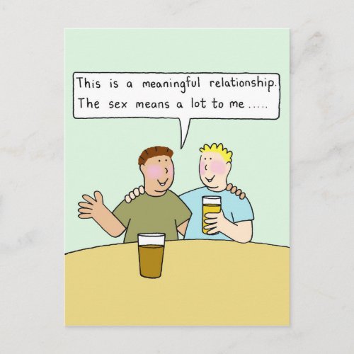 Gay Male Couple Cartoon Humor Postcard