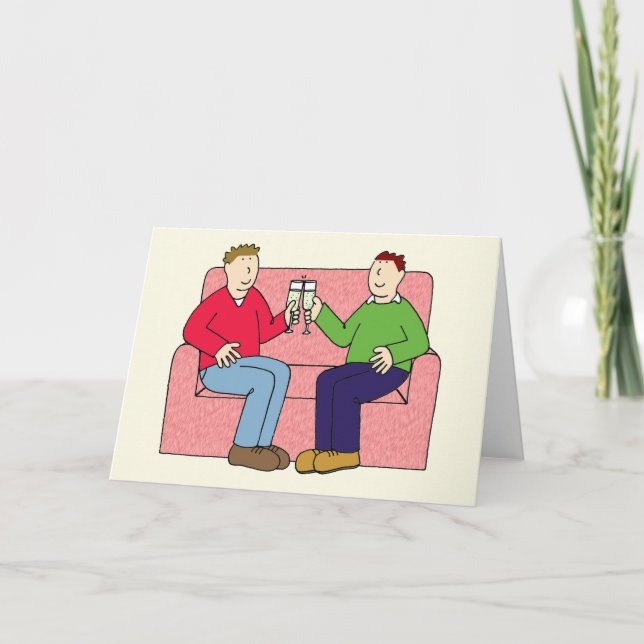 Gay Male Couple Congratulations Card (Front)