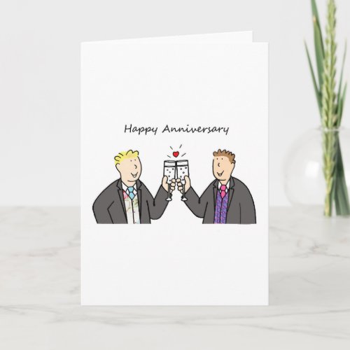 Gay Male Couple Happy Anniversary Grooms Card