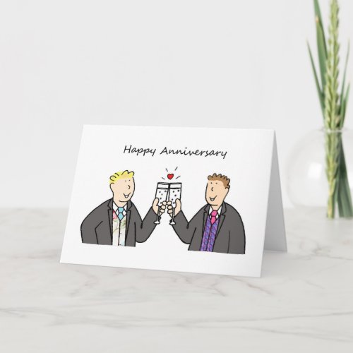 Gay Male Couple Happy Anniversary Grooms Card
