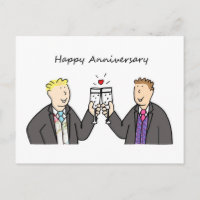 Gay Male Couple Happy Anniversary Grooms