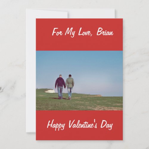 GAY MALE COUPLE PERSONALIZED HAPPY VALENTINES DAY HOLIDAY CARD