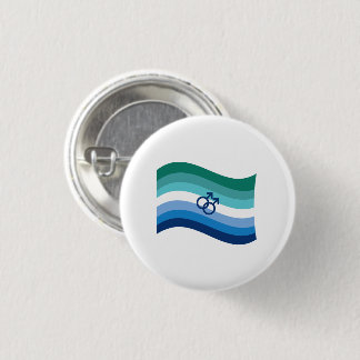 Gay Male Love Pride Azure Wavy Flag Button
