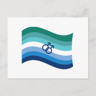 Gay Male Love Pride Azure Wavy Flag Postcard