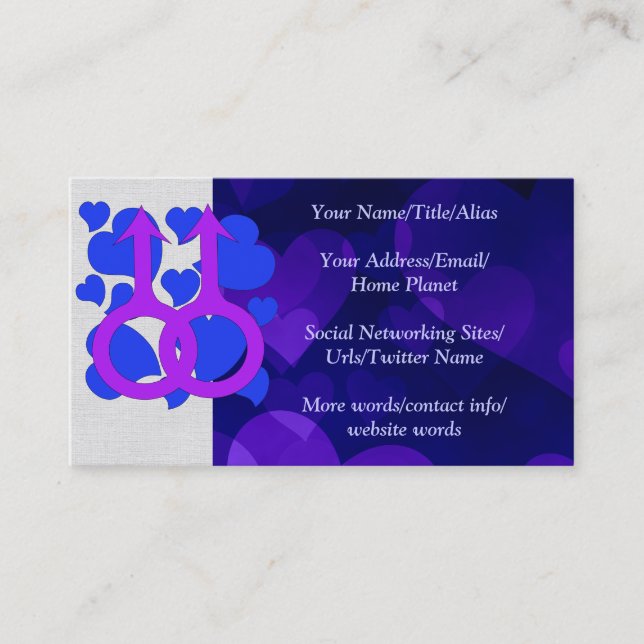 Gay Male Marriage Hearts Business Card (Front)