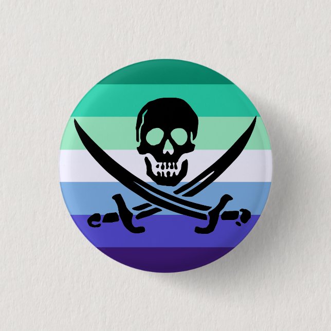 Gay Male Pirate Pride Flag Button (Front)