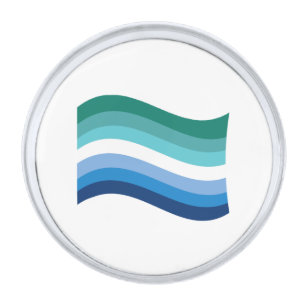 Gay Male Pride Azure Wavy Flag Silver Finish Lapel Pin