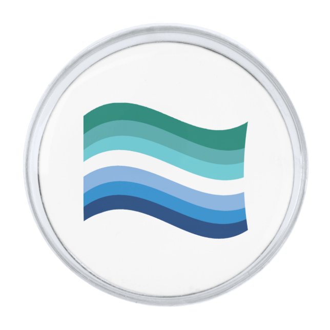 Gay Male Pride Azure Wavy Flag Silver Finish Lapel Pin (Front)