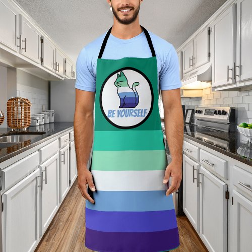 Gay Male Pride Cat  _ Be Yourself Apron