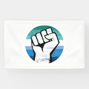 Gay Male Pride Fist Circle Print Banner