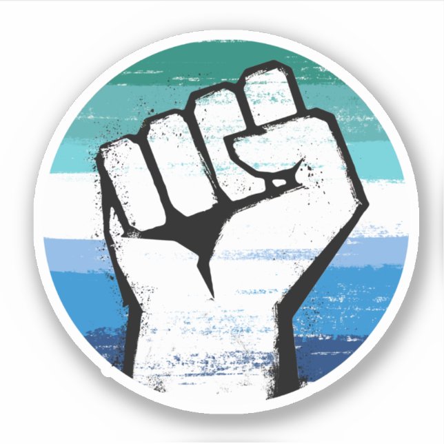 Gay Male Pride Fist Circle Print Sticker (Front)