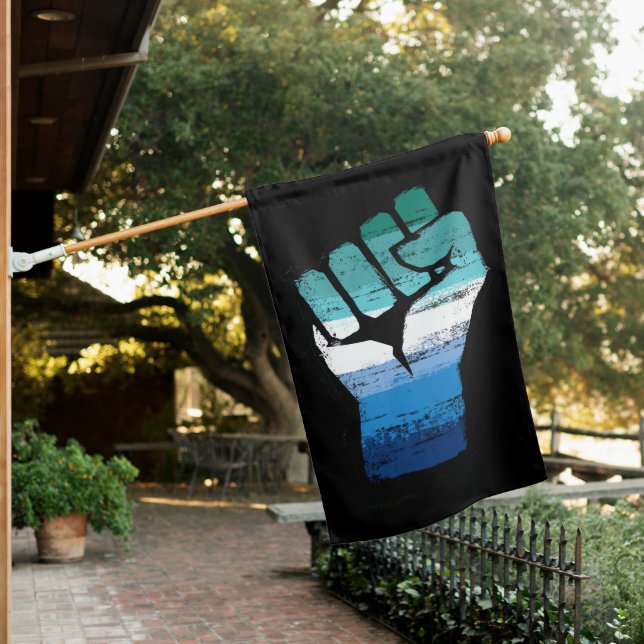 Gay Male Pride Fist House Flag (In SItu)