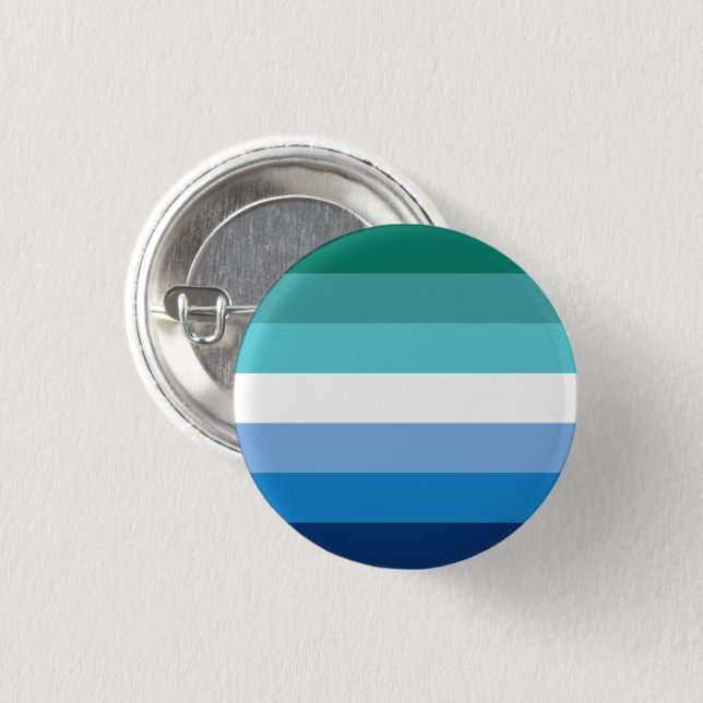 Gay Male Pride Flag (Azure) Button (Front & Back)