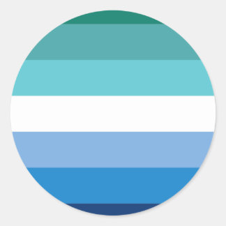 Gay Male Pride Flag (Azure) Classic Round Sticker