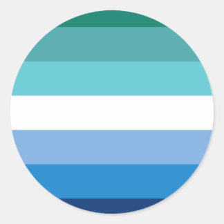 Gay Male Pride Flag (Azure) Classic Round Sticker