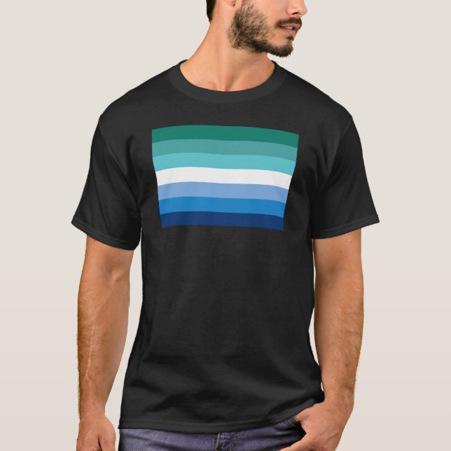 Gay Male Pride Flag (Azure) T-Shirt (Front)