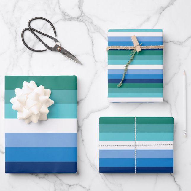 Gay Male Pride Flag (Azure) Wrapping Paper Sheets (Front)