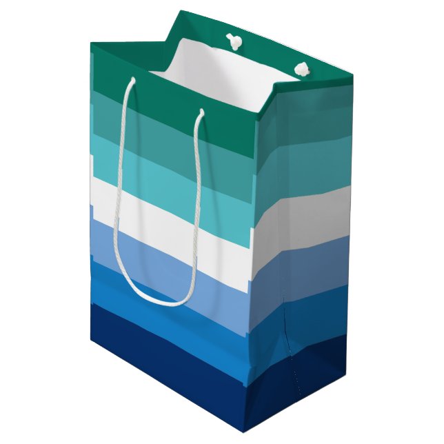 Gay Male Pride Flag Medium Gift Bag (Front Angled)