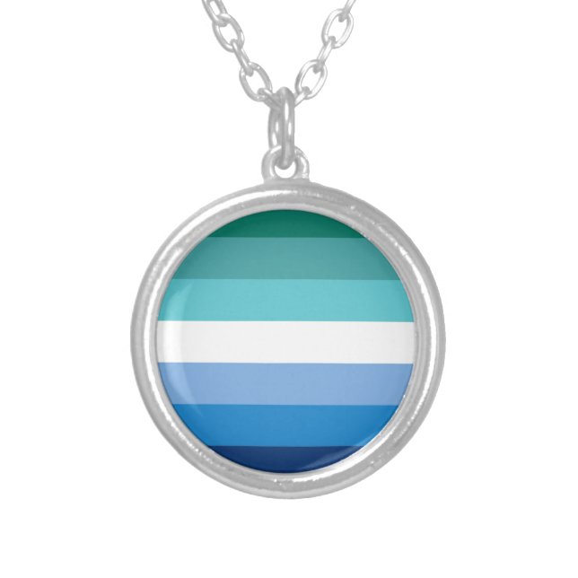 Gay Male Pride Flag Silver Plated Necklace (Front)