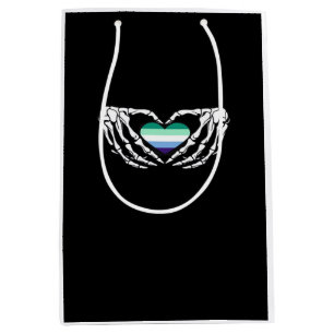 Gay Male Pride Skeleton Halloween Mlm Goth Heart C Medium Gift Bag