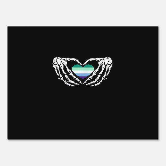 Gay Male Pride Skeleton Halloween Mlm Goth Heart C Sign (Front)