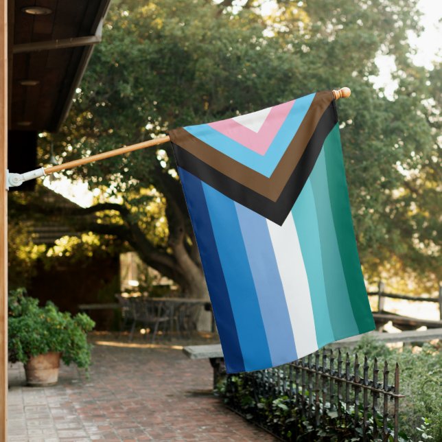 Gay Male Progress Pride House Flag (In SItu)