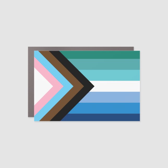 Gay Male Progress Pride House Flag Car Magnet (Front)