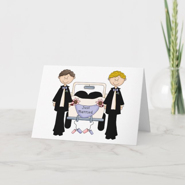 Gay Male Wedding Just Married Tees and Gifts Announcement (Front)