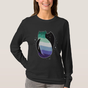 Gay Man Cat Flag LGBT Male Black Yin Yang Cat LGBT T-Shirt