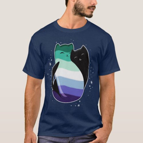 Gay Man Cat LGBT Pride Flag T_Shirt
