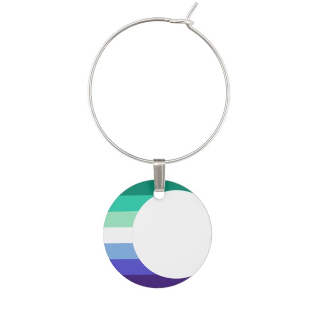 Gay Man Pride Flag Crescent Moon MLM LGBTQ+  Wine Charm (Front)