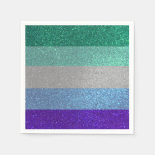 Gay Man Pride Flag Glitter Men's Party Napkins