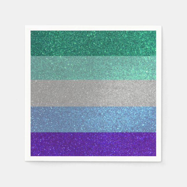 Gay Man Pride Flag Glitter Men's Party Napkins (Front)