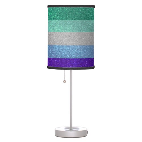 Gay Man Pride Flag Rainbow Glitter Stripes LGBTQIA Table Lamp