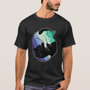 Gay Man Pride Flag Yin Yang Cat Cute LGBT Gay Men  T-Shirt