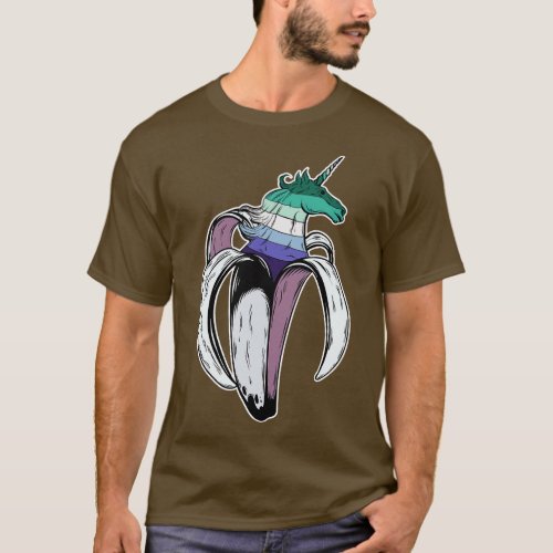 Gay Man Unicorn Banana LGBT Pride Flag T_Shirt