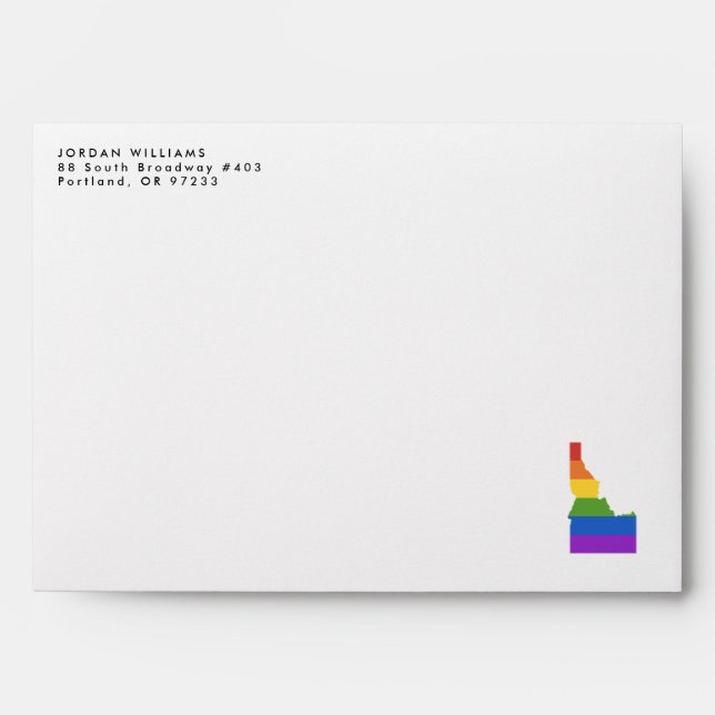Gay Map of USA | State of Idaho Envelope (Front)