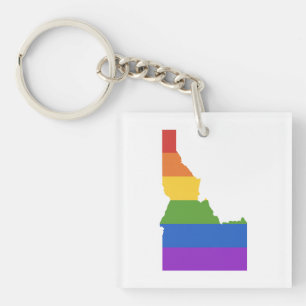 Gay Map of USA   State of Idaho Keychain