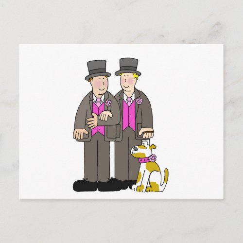 Gay Marriage Congratulations Two Men and a Dog Postcard