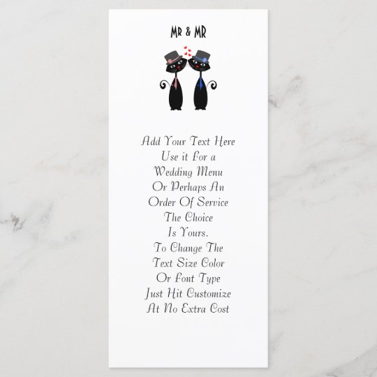 Gay Marriage Cool Cat Grooms Wedding Program Zazzle Com